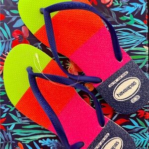 Havaianas Pink and Blue Flip Flops